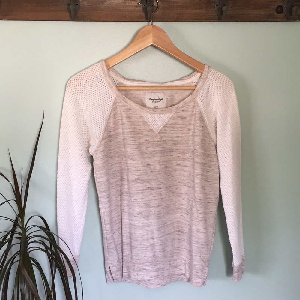 American Eagle crew neck mesh sleeve sweatshirt